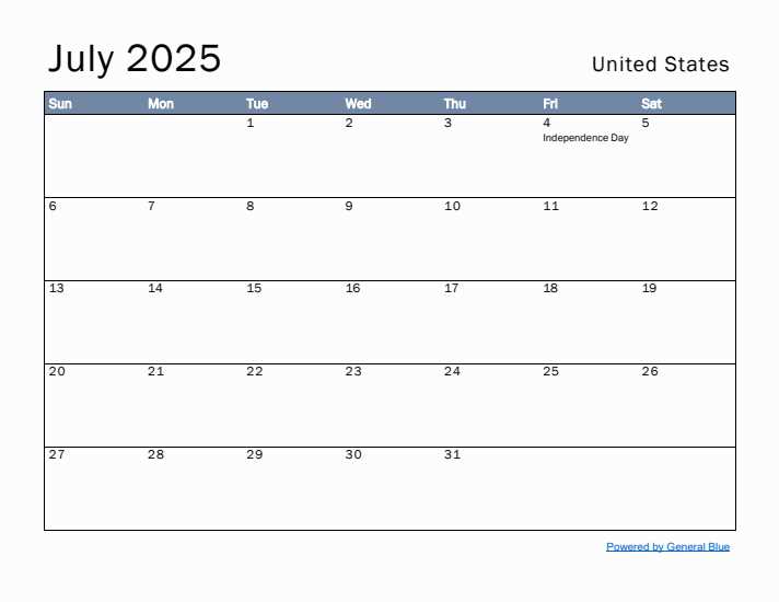 july 2025 calendar template