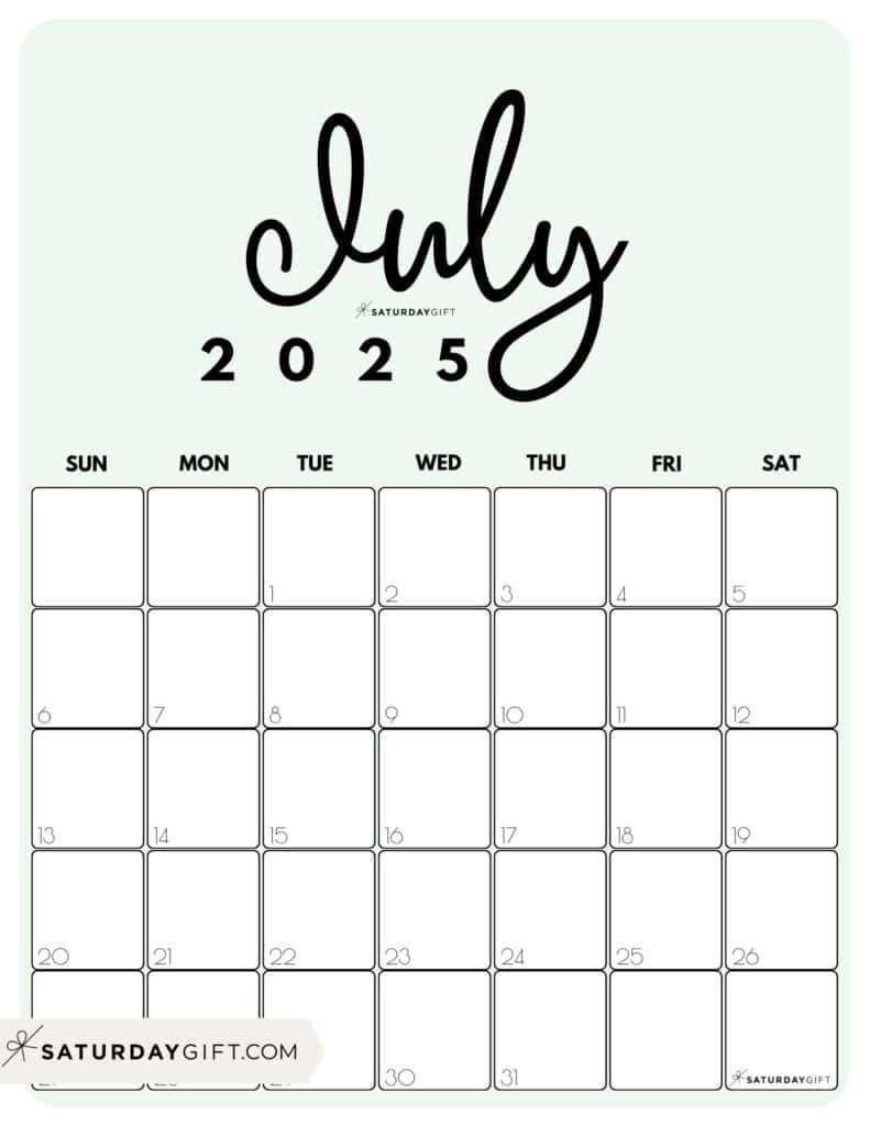 july calendar template 2025