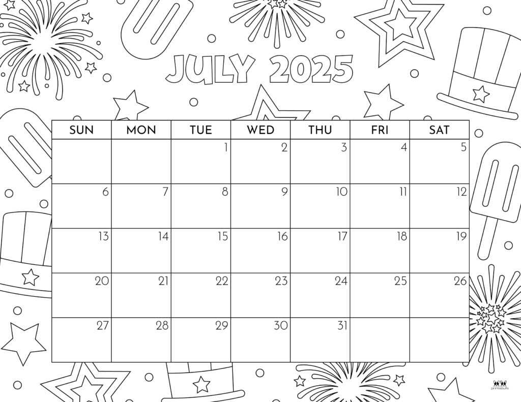 july calendar template 2026