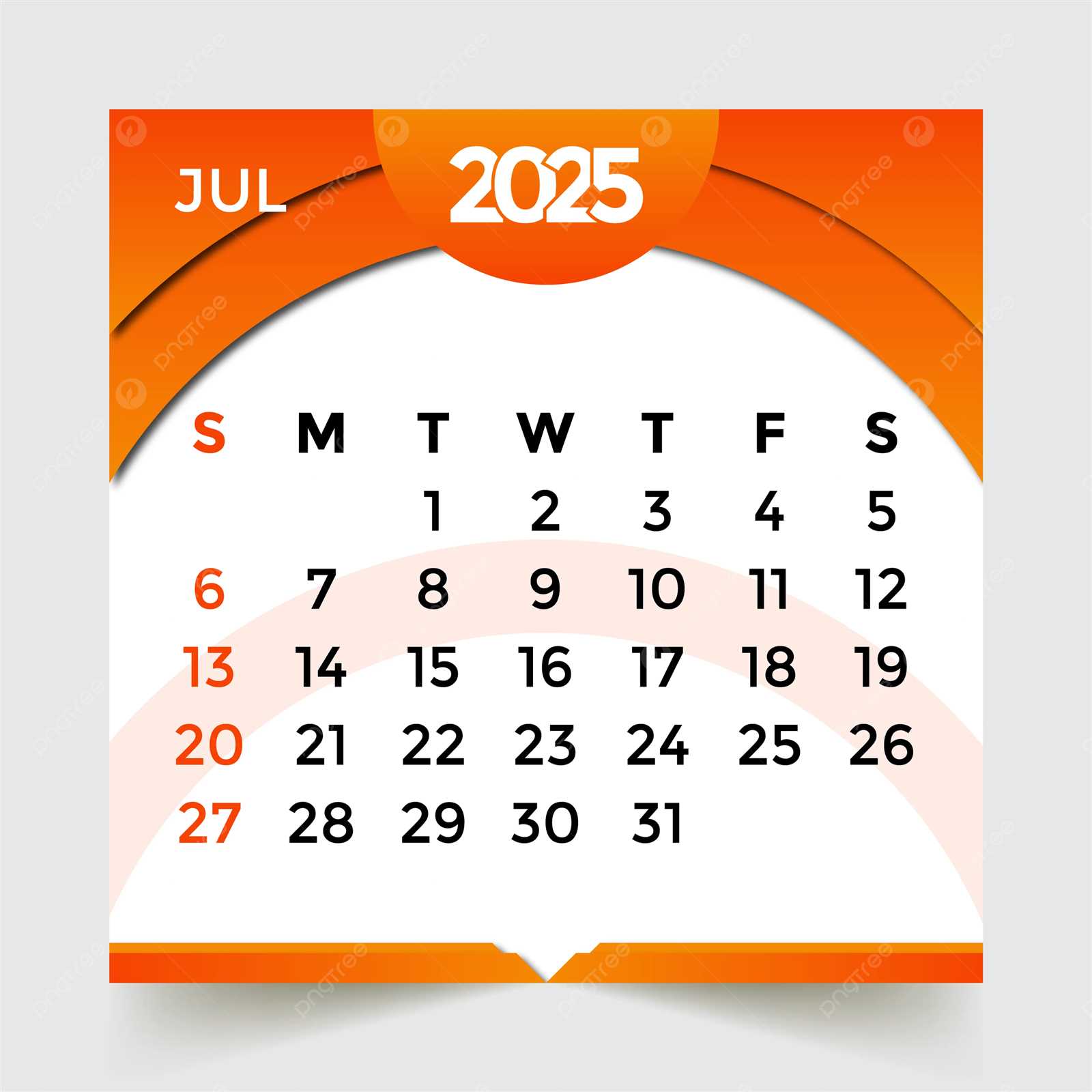 july template calendar 2025