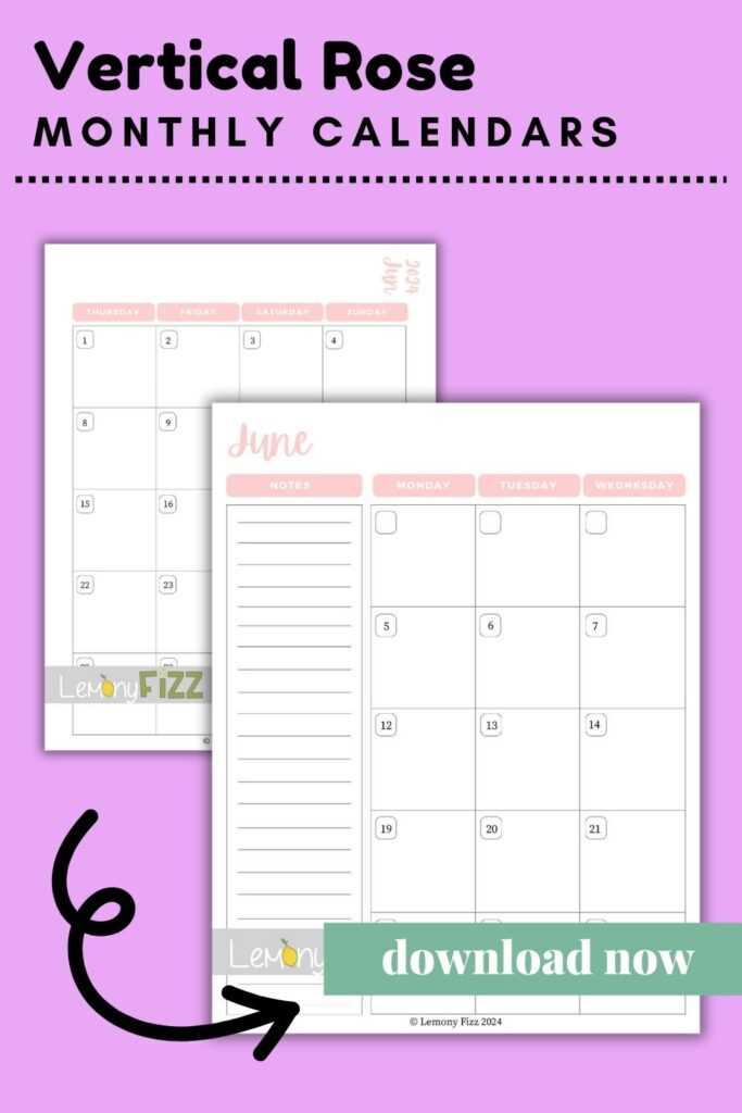 june and july calendar template