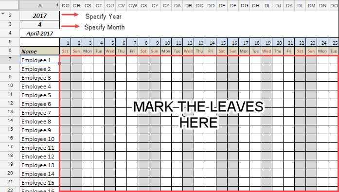 leave calendar template