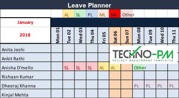 leave calendar template