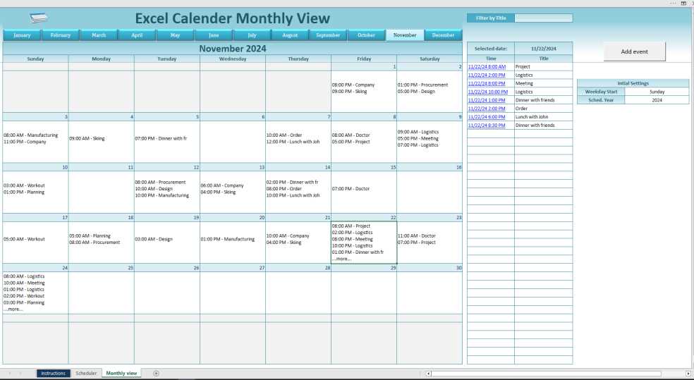 manufacturing calendar template