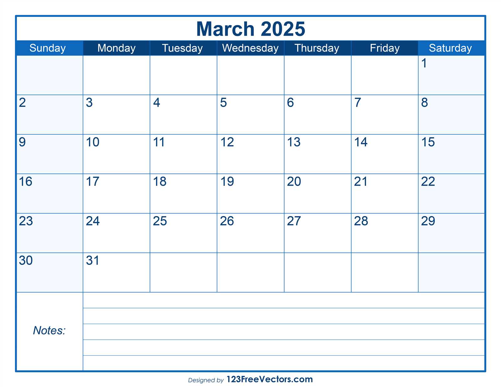 march 2025 calendar template free