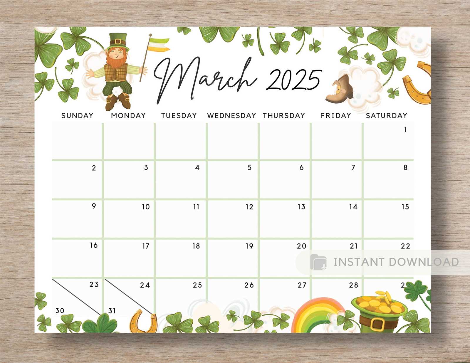 march 2025 calendar template