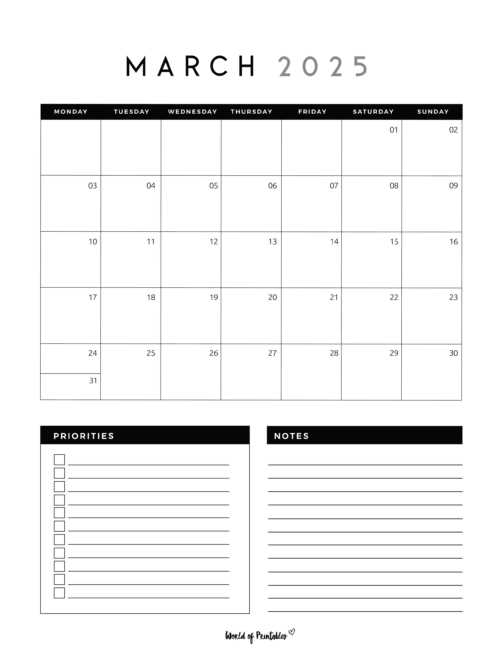 march 2026 calendar template