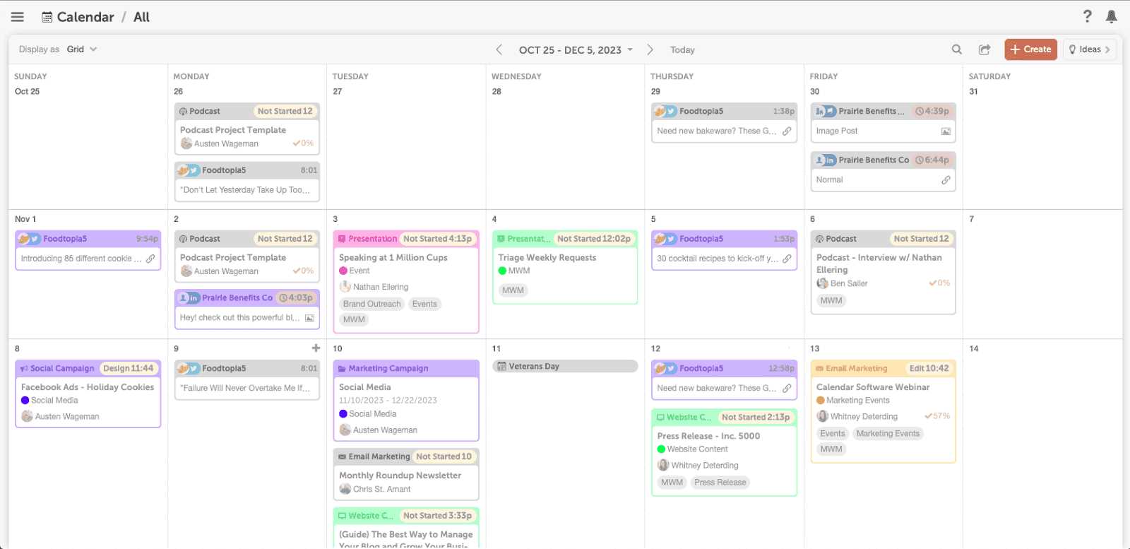 marketing activities calendar template