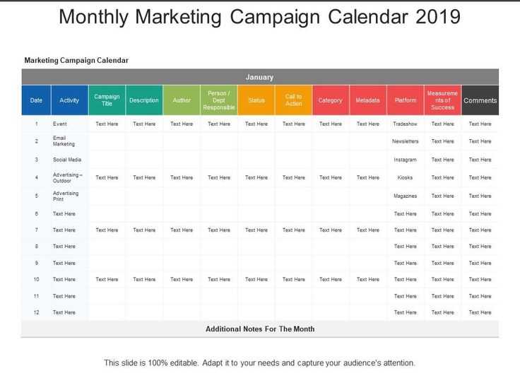 marketing activity calendar template