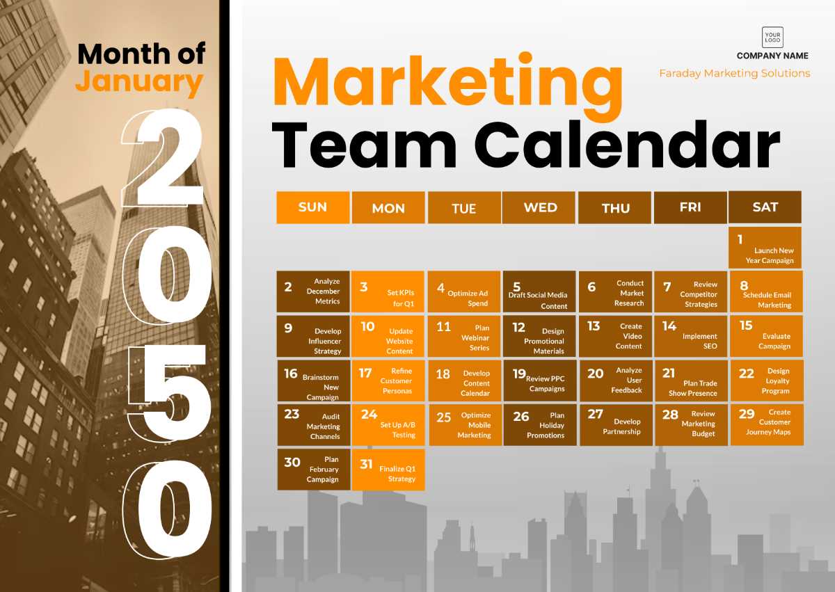 marketing monthly calendar template