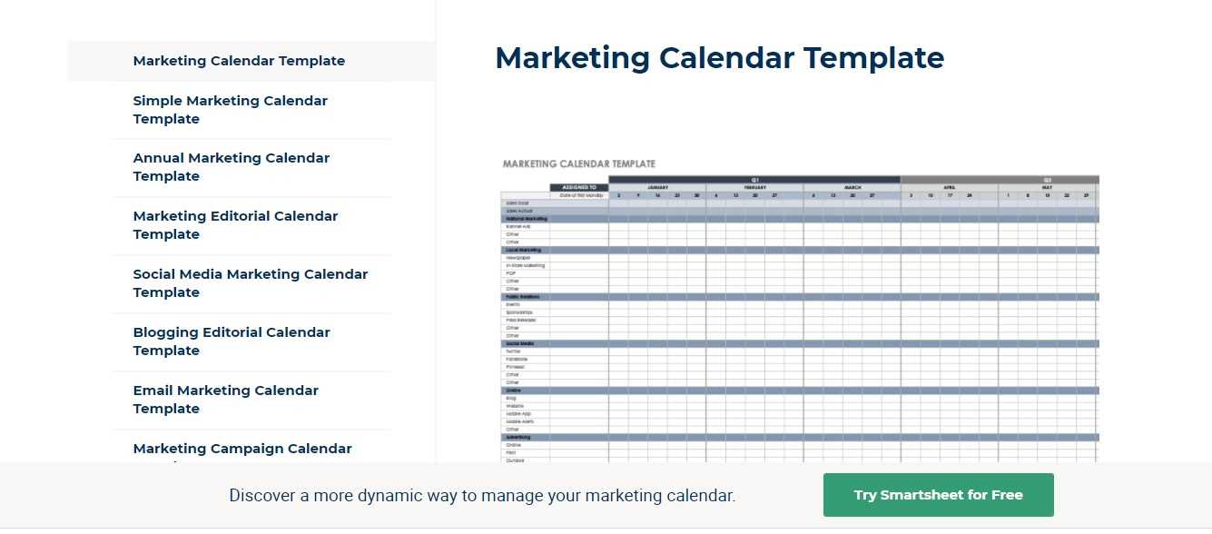 marketing promotional calendar template