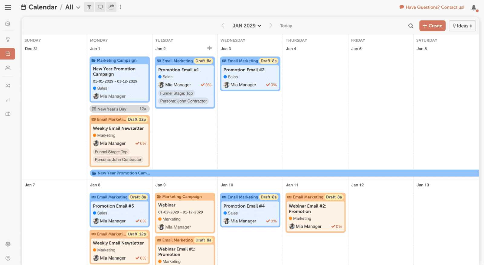 marketing promotional calendar template