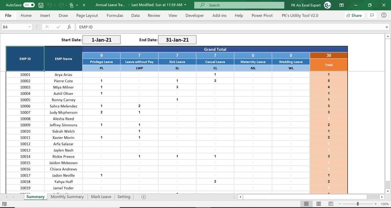 maternity leave calendar template