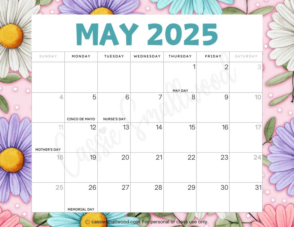 may 2026 calendar template free