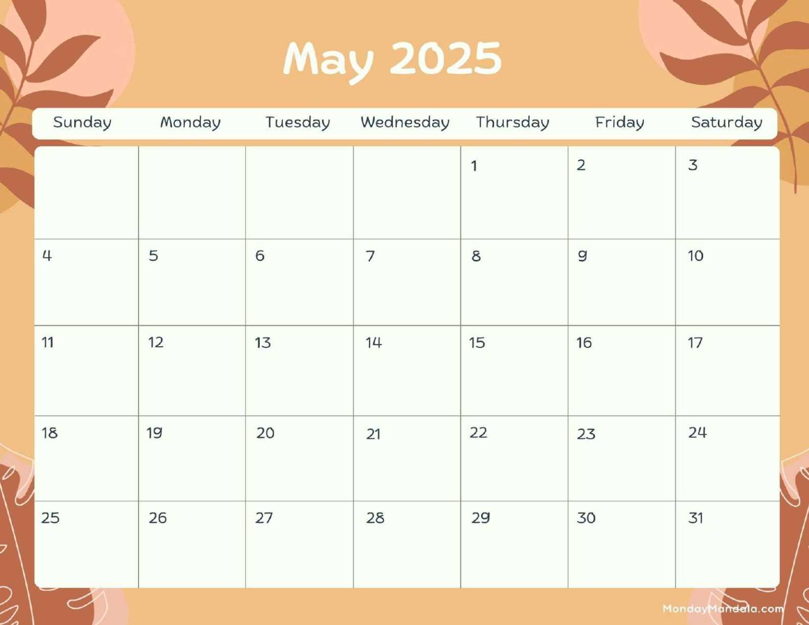 may calendar 2025 template