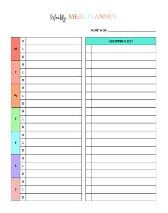 meal prep calendar template