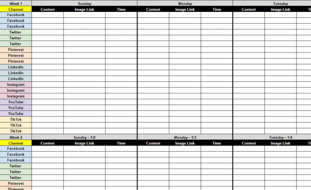 media plan calendar template