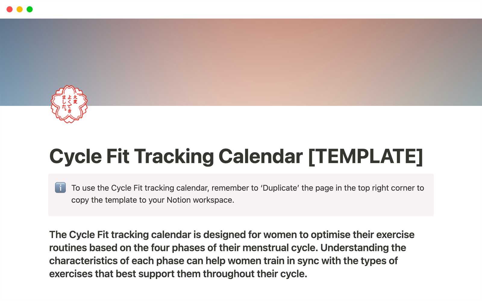 menstrual calendar template