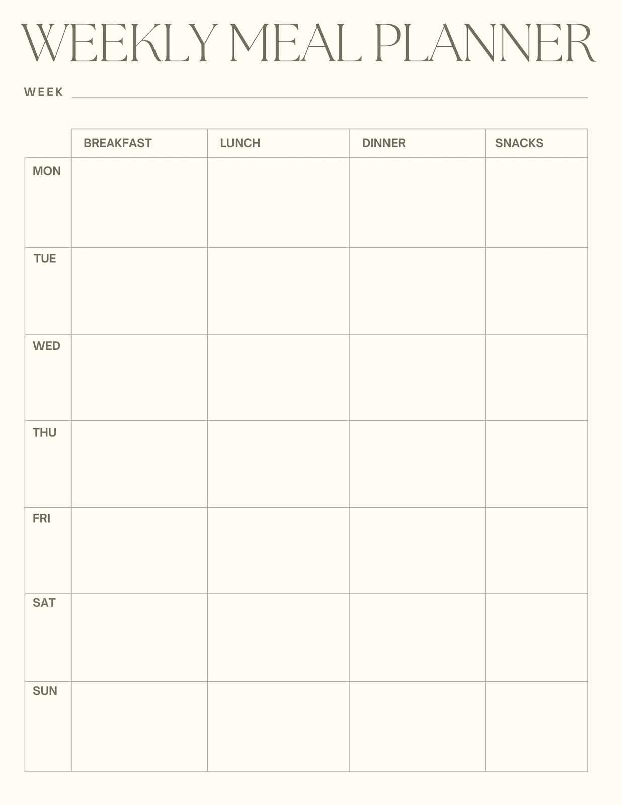 menu planner calendar template