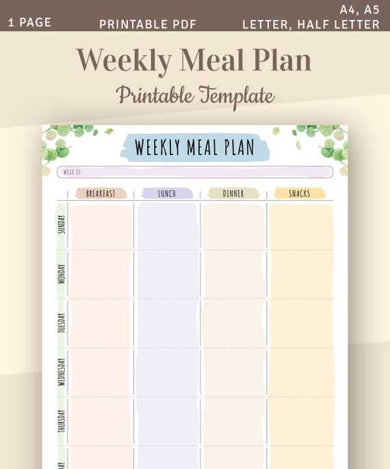 menu planning calendar template