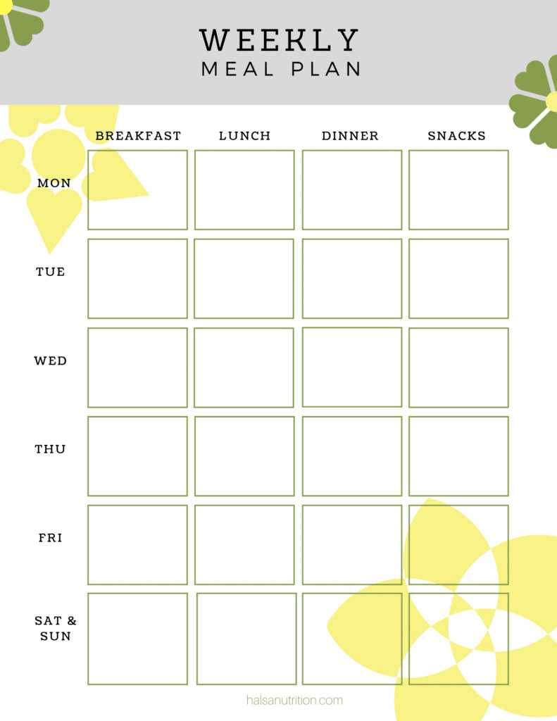 menu planning calendar template