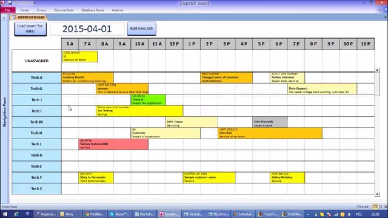 microsoft access calendar template