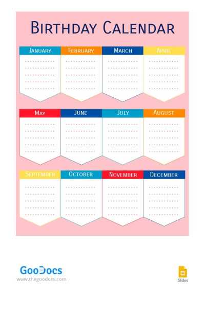 microsoft birthday calendar template