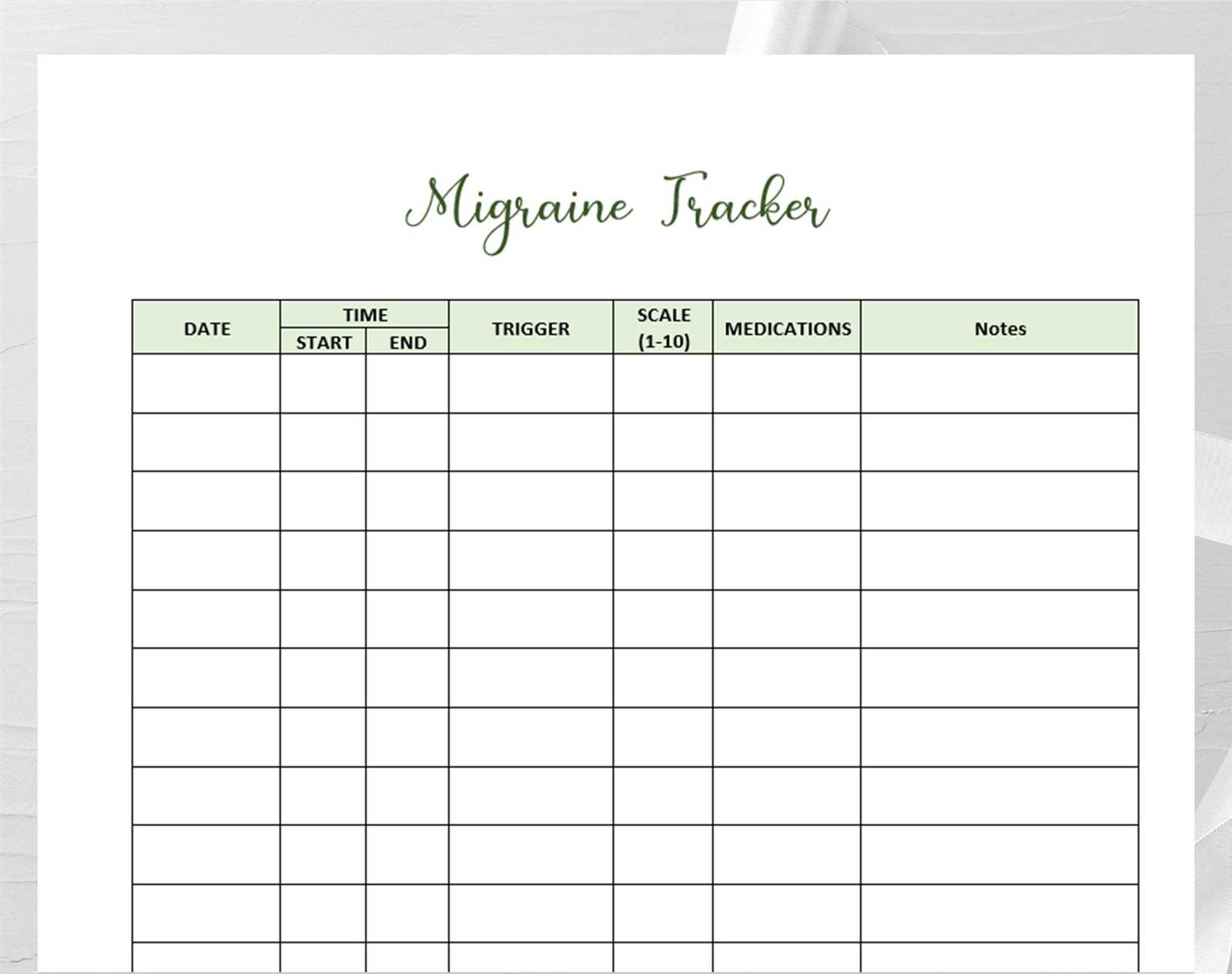 migraine calendar template