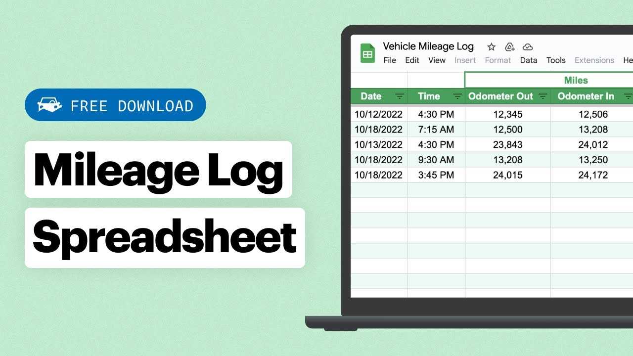 mileage calendar template