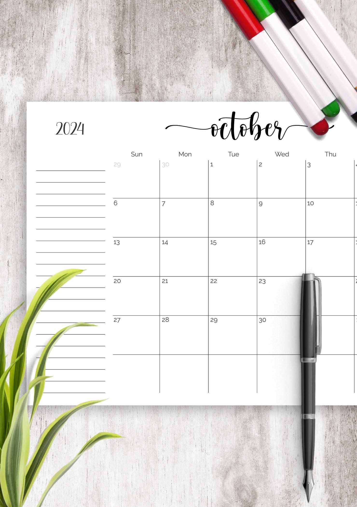 mini binder calendar template