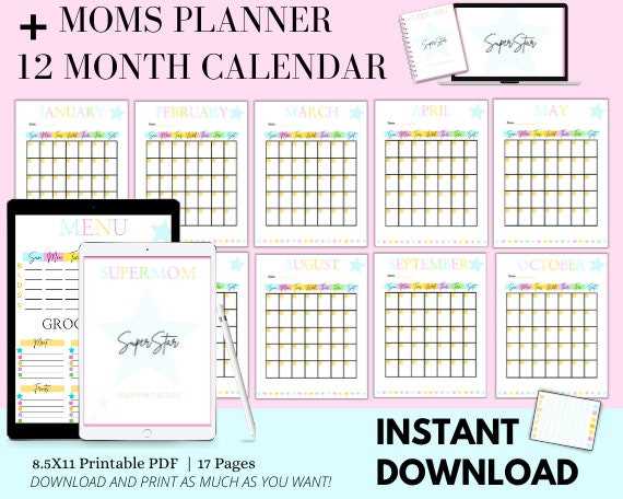 mom calendar template