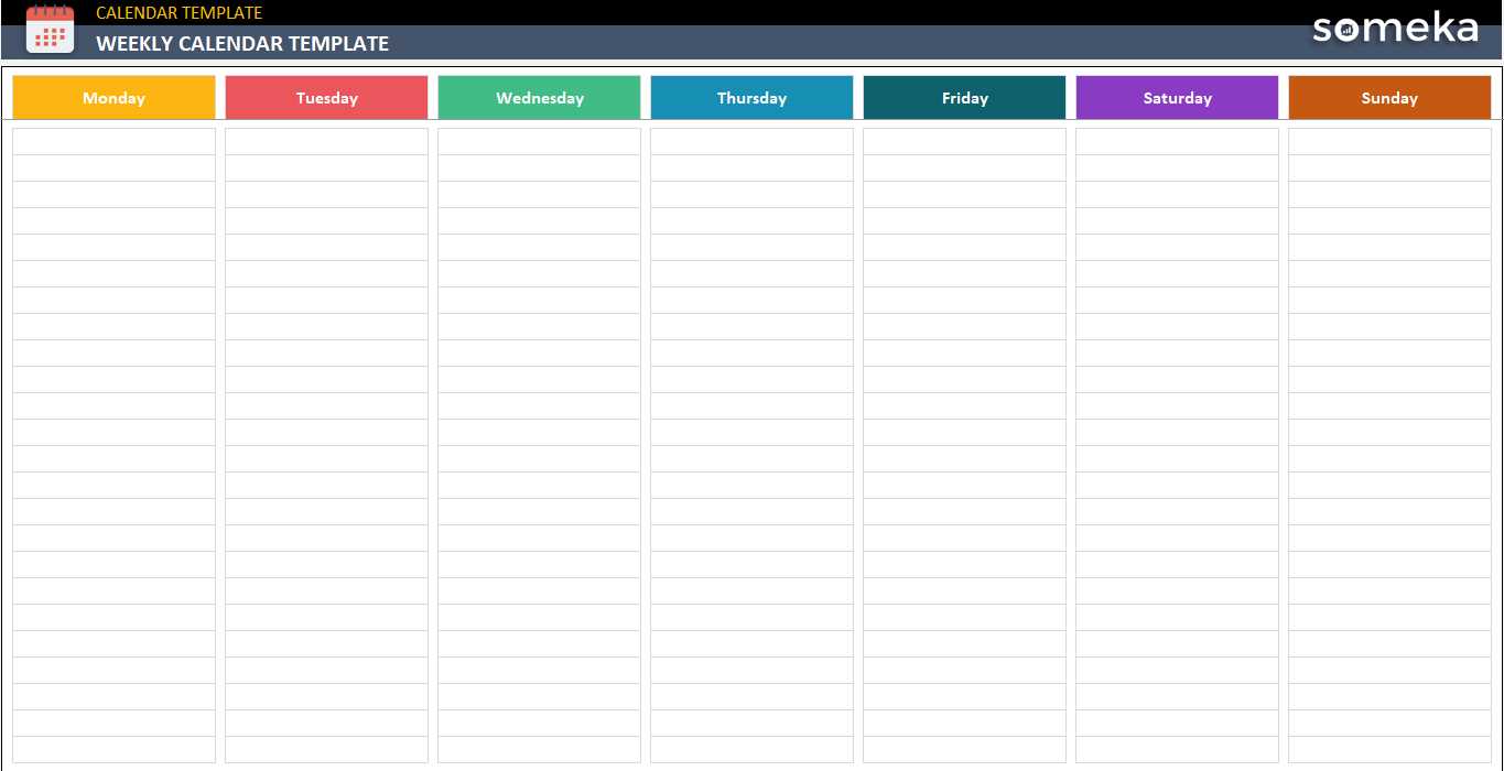 monday sunday weekly calendar template