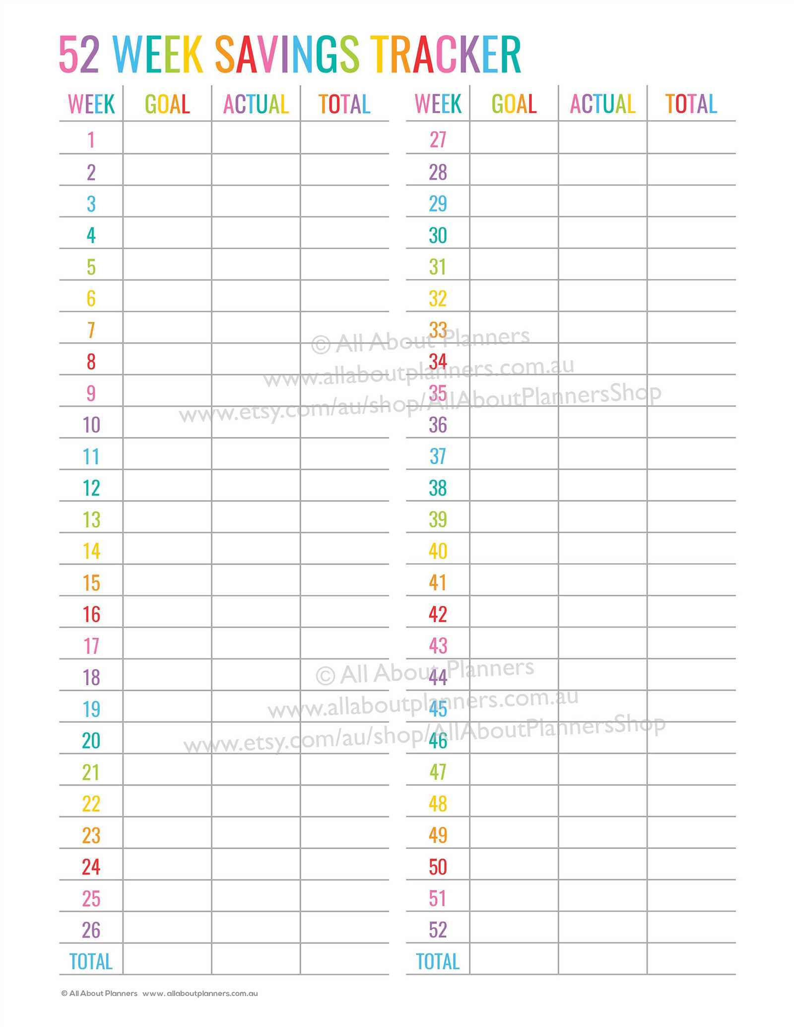 money saving calendar template