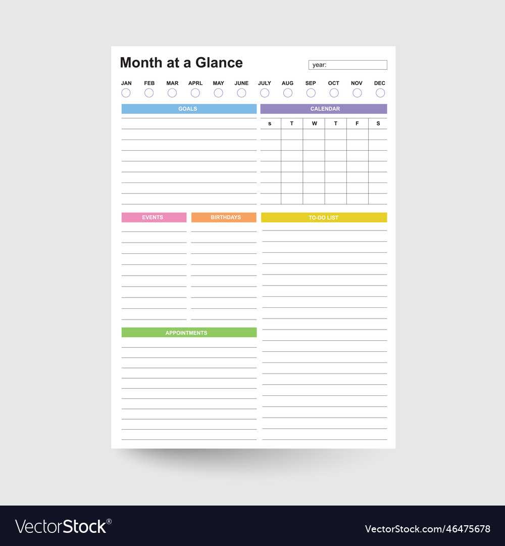 month at a glance calendar template