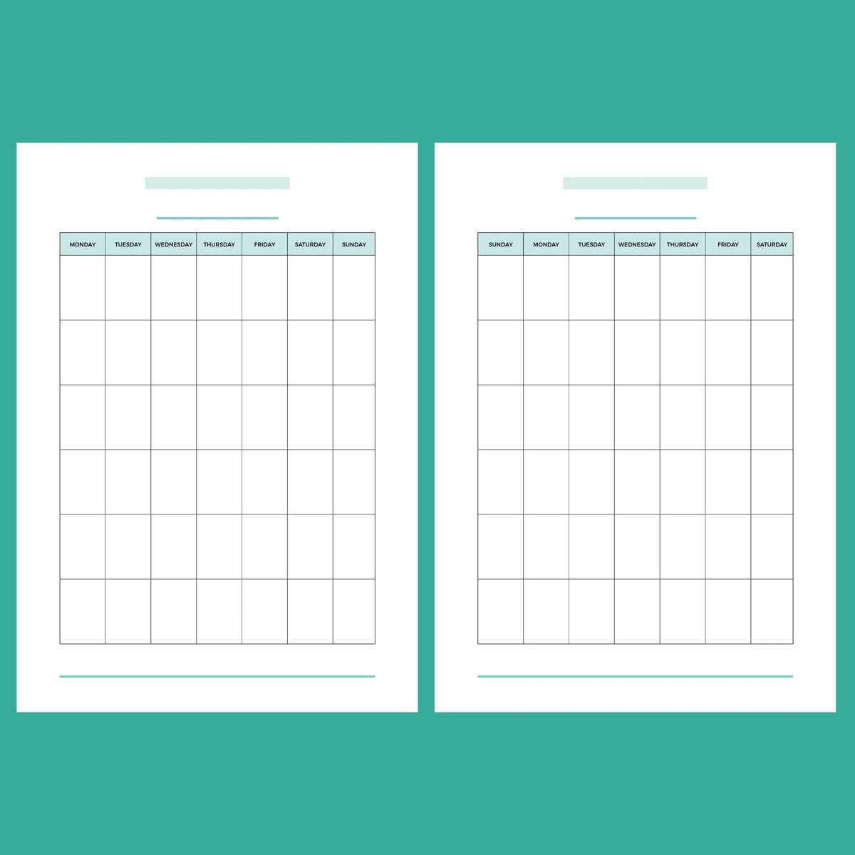 month at a glance calendar template