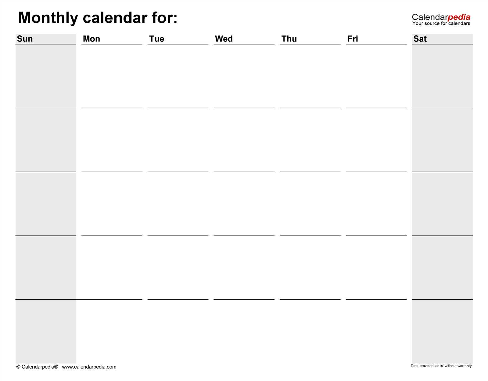 month calendar blank template