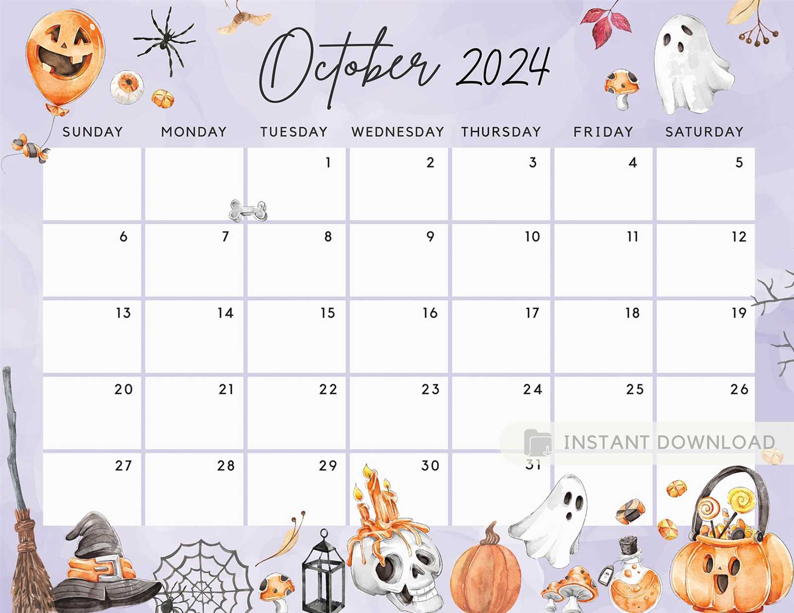 month of october calendar template