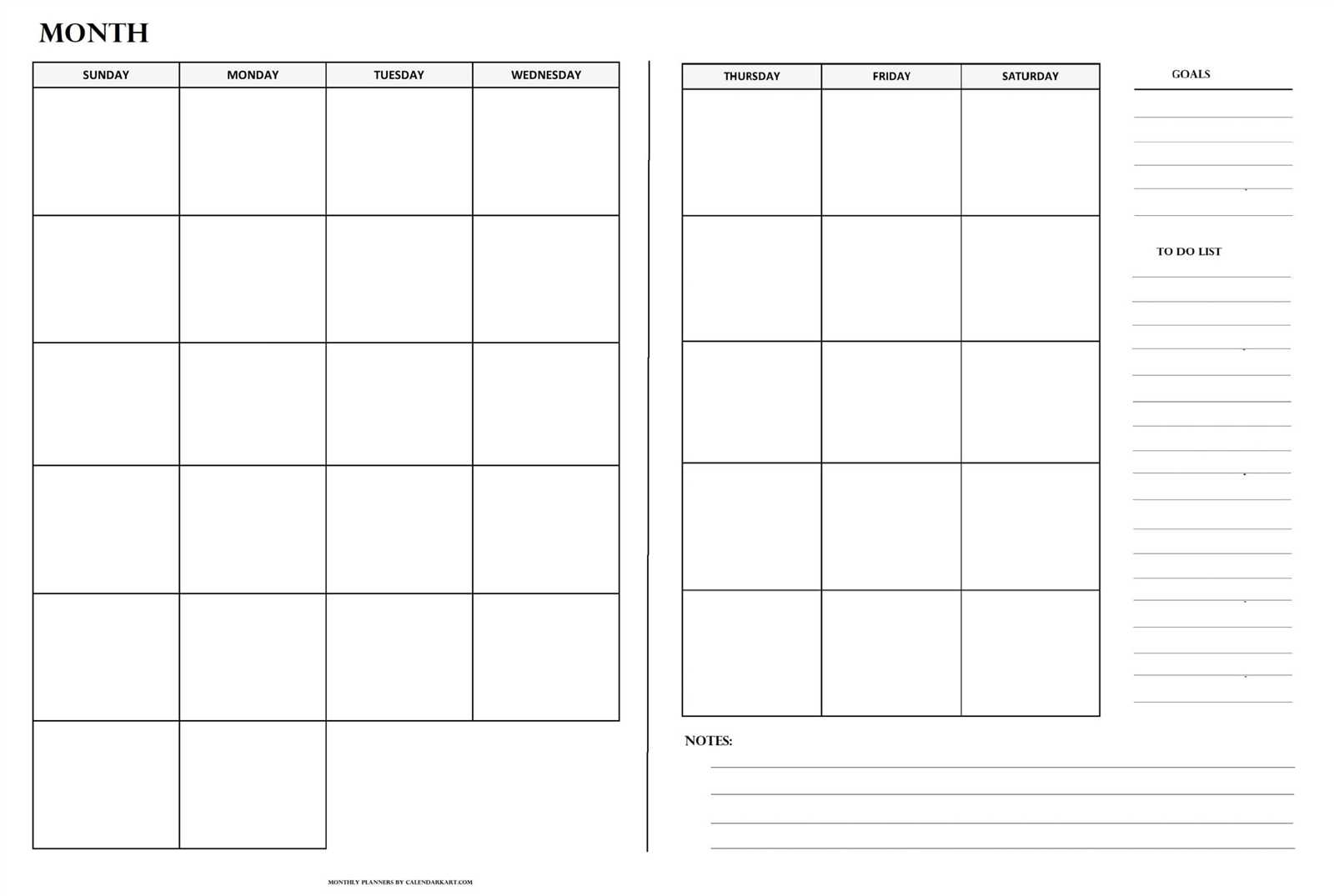 monthly agenda calendar template