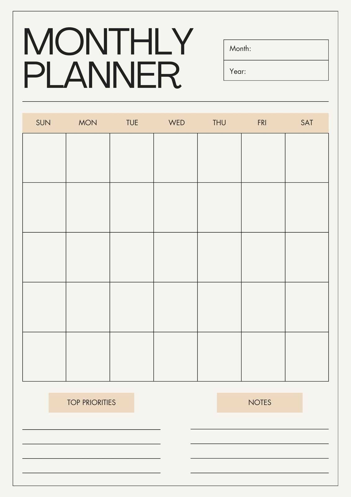 monthly agenda calendar template