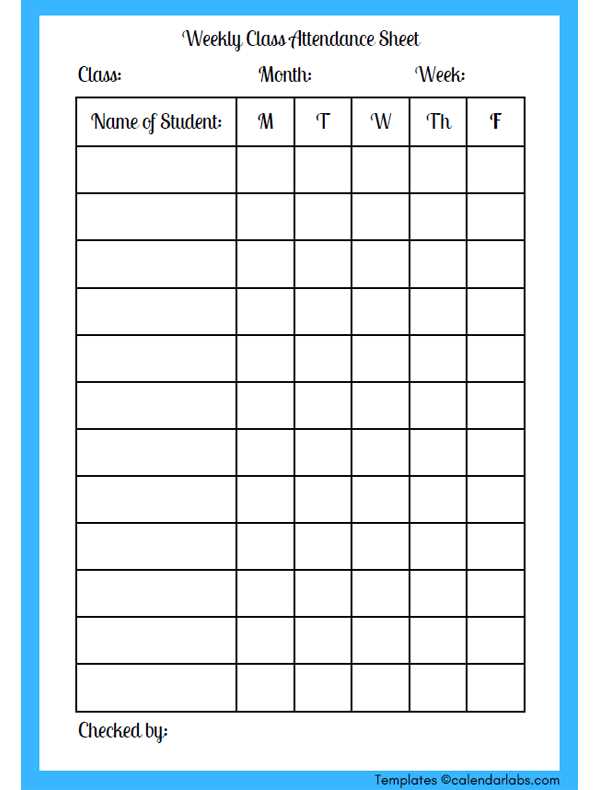 monthly attendance calendar template