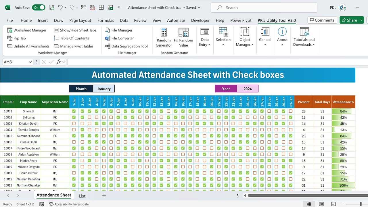 monthly attendance calendar template