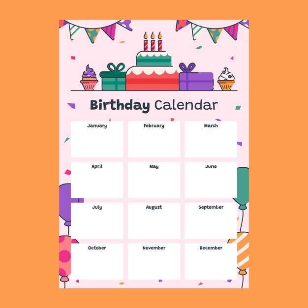 monthly birthday calendar template