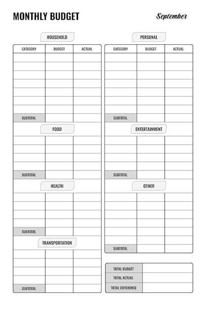 monthly budget calendar template