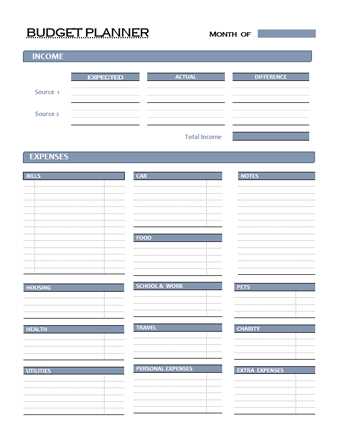 monthly calendar budget template