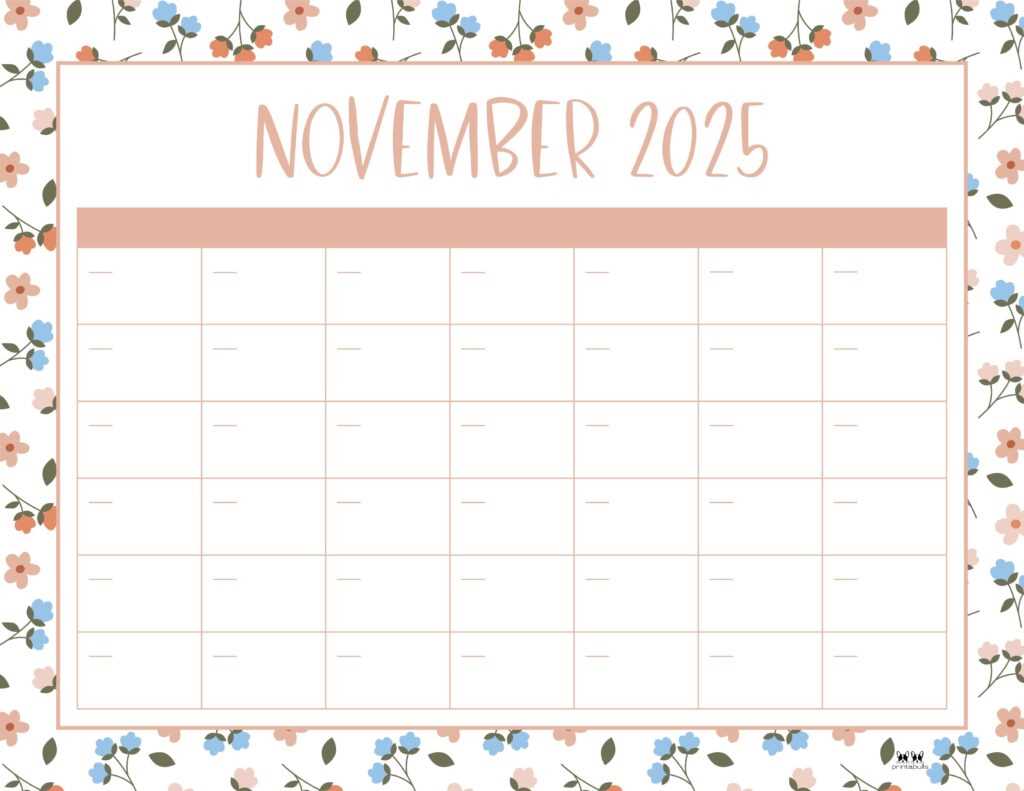 monthly calendar template november 2026