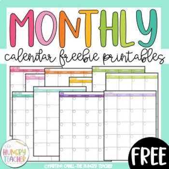 monthly calendar templates for teachers