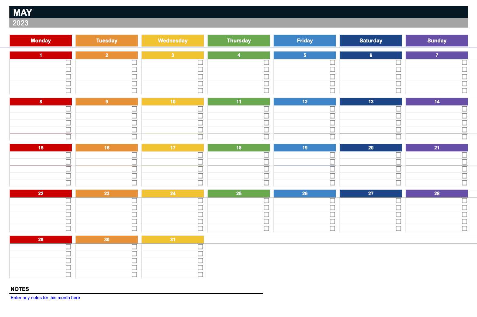 monthly editable calendar template