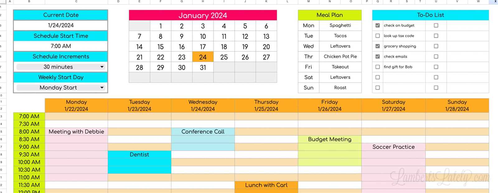 monthly hourly calendar template