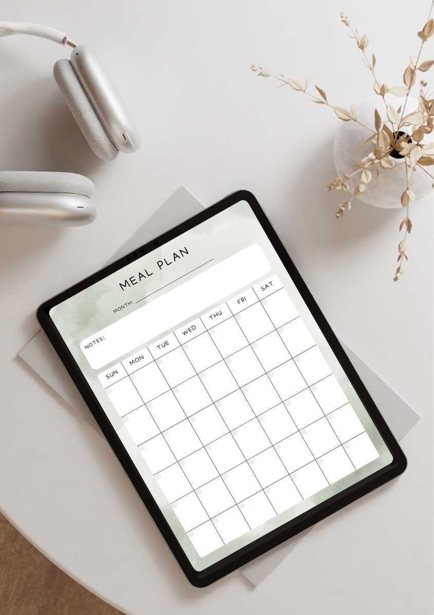 monthly meal plan calendar template