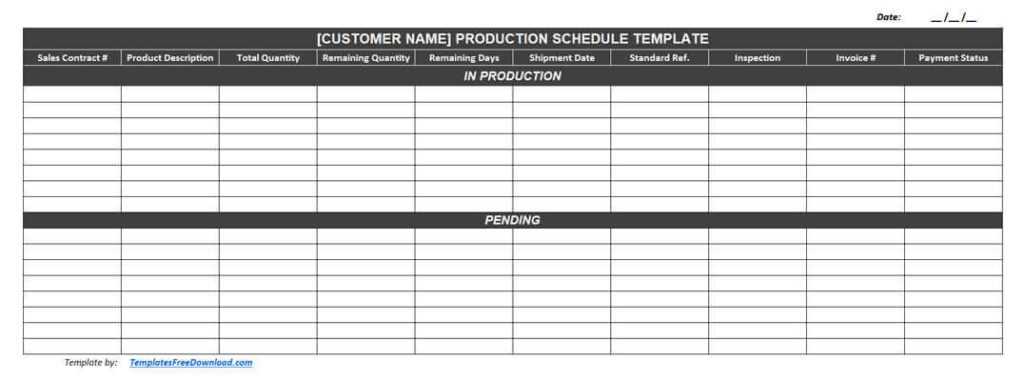 monthly production calendar template